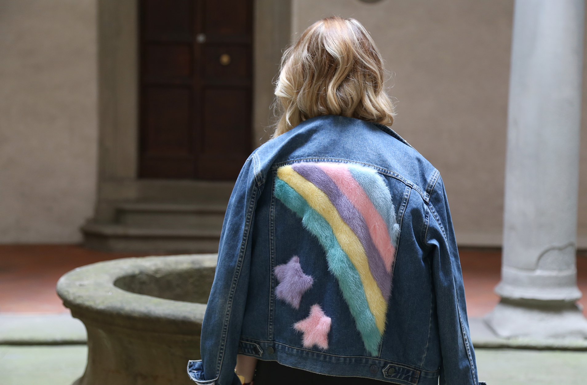  veste en jean Simonetta Ravizza rainbow